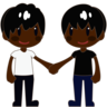 Men Holding Hands: Dark Skin Tone Emoji 👬🏿 image - Emojidex style