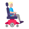 Man In Motorized Wheelchair Facing Right: Medium-Light Skin Tone Emoji 👨🏼‍🦼‍➡️ image - Microsoft Classic 2D style