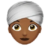 Woman Wearing Turban: Medium-Dark Skin Tone Emoji 👳🏾‍♀️ image - Apple style