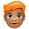 Man: Medium Skin Tone, Red Hair Emoji 👨🏽‍🦰 image - WhatsApp style