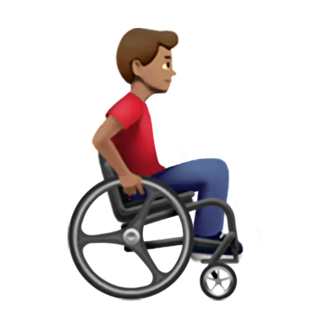 Man In Manual Wheelchair Facing Right: Medium Skin Tone