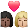 Kiss: Woman, Woman, Dark Skin Tone, Medium-Light Skin Tone Emoji 👩🏿‍❤️‍💋‍👩🏼 image - Samsung style