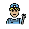 Man Mechanic: Medium-Light Skin Tone Emoji 👨🏼‍🔧 image - OpenMoji style