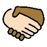 Handshake: Light Skin Tone, Medium-Dark Skin Tone Emoji 🫱🏻‍🫲🏾 image - OpenMoji style