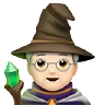 Mage: Light Skin Tone Emoji 🧙🏻 image - Apple style