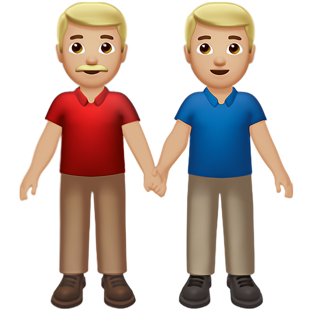 Men Holding Hands: Medium-Light Skin Tone