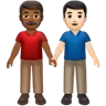 Men Holding Hands: Medium-Dark Skin Tone, Light Skin Tone Emoji 👨🏾‍🤝‍👨🏻 image - Apple style