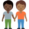 People Holding Hands: Dark Skin Tone, Medium-Dark Skin Tone Emoji 🧑🏿‍🤝‍🧑🏾 image - Twitter / X (Twemoji) style