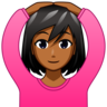 Woman Gesturing Ok: Medium-Dark Skin Tone Emoji 🙆🏾‍♀️ image - Emojidex style