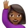 Woman Raising Hand: Medium-Dark Skin Tone Emoji 🙋🏾‍♀️ image - Apple style