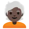 Person: Dark Skin Tone, White Hair Emoji 🧑🏿‍🦳 image - Google Noto Color style