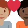 Couple With Heart: Person, Person, Medium Skin Tone, Dark Skin Tone Emoji 🧑🏽‍❤️‍🧑🏿 image - Twitter / X (Twemoji) style