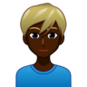 Man: Dark Skin Tone, Blond Hair Emoji 👱🏿‍♂️ image - Emojidex style