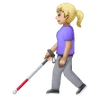 Woman With White Cane: Medium-Light Skin Tone Emoji 👩🏼‍🦯 image - Samsung style