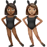 Women With Bunny Ears: Medium-Dark Skin Tone, Medium Skin Tone Emoji 👩🏾‍🐰‍👩🏽 image - Apple style