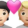 Couple With Heart: Person, Person, Light Skin Tone, Medium-Light Skin Tone Emoji 🧑🏻‍❤️‍🧑🏼 image - Apple style