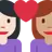 Couple With Heart: Woman, Woman, Light Skin Tone, Medium Skin Tone