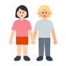 Women Holding Hands: Light Skin Tone, Medium-Light Skin Tone Emoji 👩🏻‍🤝‍👩🏼 image - Tossface style