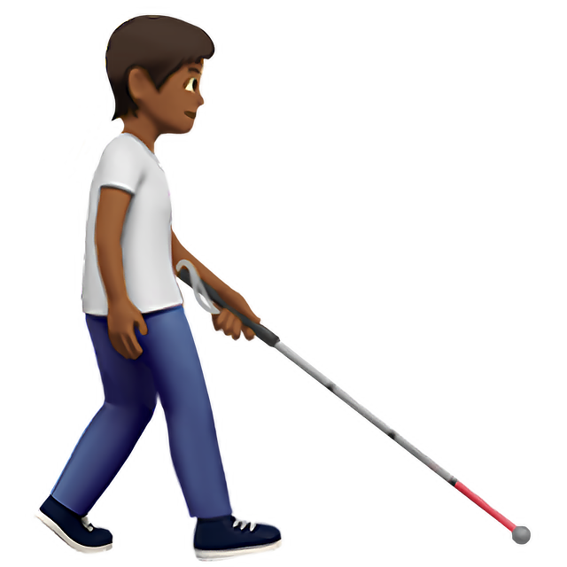 Person With White Cane Facing Right: Medium-Dark Skin Tone
