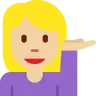 Woman Tipping Hand: Medium-Light Skin Tone Emoji 💁🏼‍♀️ image - Twitter / X (Twemoji) style