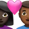 Couple With Heart: Woman, Man, Dark Skin Tone, Medium-Dark Skin Tone Emoji 👩🏿‍❤️‍👨🏾 image - Apple style