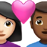 Couple With Heart: Woman, Man, Light Skin Tone, Medium-Dark Skin Tone Emoji 👩🏻‍❤️‍👨🏾 image - Apple style