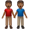 Men Holding Hands: Medium-Dark Skin Tone Emoji 👬🏾 image - Apple style
