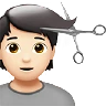 Person Getting Haircut: Light Skin Tone Emoji 💇🏻 image - Apple style