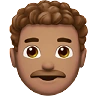 Man: Medium Skin Tone, Curly Hair Emoji 👨🏽‍🦱 image - Apple style