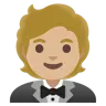 Person In Tuxedo: Medium-Light Skin Tone Emoji 🤵🏼 image - Google Noto Color style