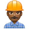 Man Construction Worker: Medium-Dark Skin Tone Emoji 👷🏾‍♂️ image - WhatsApp style