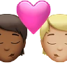 Kiss: Person, Person, Medium-Dark Skin Tone, Medium-Light Skin Tone Emoji 🧑🏾‍❤️‍💋‍🧑🏼 image - Apple style