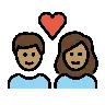 Couple With Heart: Woman, Man, Medium Skin Tone Emoji 👩🏽‍❤️‍👨🏽 image - OpenMoji style