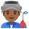 Man Factory Worker: Medium-Dark Skin Tone Emoji 👨🏾‍🏭 image - Google Noto Color style
