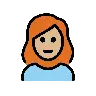 Woman: Medium-Light Skin Tone, Red Hair Emoji 👩🏼‍🦰 image - OpenMoji style