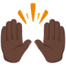 Raising Hands: Dark Skin Tone Emoji 🙌🏿 image - Facebook Messenger (2016) style