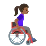 Woman In Manual Wheelchair Facing Right: Medium-Dark Skin Tone Emoji 👩🏾‍🦽‍➡️ image - Google Noto Color style