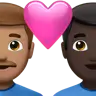 Couple With Heart: Man, Man, Medium Skin Tone, Dark Skin Tone Emoji 👨🏽‍❤️‍👨🏿 image - Apple style