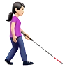 Woman With White Cane Facing Right: Light Skin Tone Emoji 👩🏻‍🦯‍➡️ image - Apple style