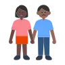 Woman And Man Holding Hands: Dark Skin Tone, Medium-Dark Skin Tone Emoji 👩🏿‍🤝‍👨🏾 image - Tossface style