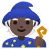 Mage: Dark Skin Tone Emoji 🧙🏿 image - Google Noto Color style
