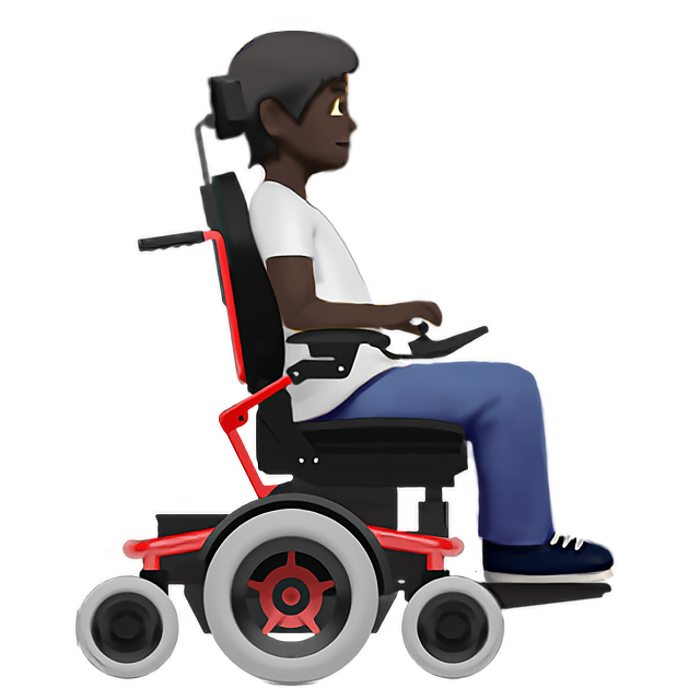 Person In Motorized Wheelchair Facing Right: Dark Skin Tone