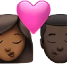 Kiss: Woman, Man, Medium-Dark Skin Tone, Dark Skin Tone Emoji 👩🏾‍❤️‍💋‍👨🏿 image - Apple style