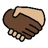 Handshake: Dark Skin Tone, Medium-Light Skin Tone Emoji 🫱🏿‍🫲🏼 image - OpenMoji style