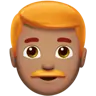 Man: Medium Skin Tone, Red Hair Emoji 👨🏽‍🦰 image - Apple style