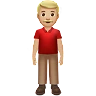 Man Standing: Medium-Light Skin Tone Emoji 🧍🏼‍♂️ image - Apple style
