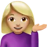 Woman Tipping Hand: Medium-Light Skin Tone Emoji 💁🏼‍♀️ image - Apple style