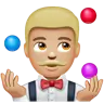 Person Juggling: Medium-Light Skin Tone Emoji 🤹🏼 image - WhatsApp style