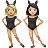 Women With Bunny Ears: Medium-Light Skin Tone, Light Skin Tone