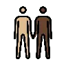 Men Holding Hands: Medium-Light Skin Tone, Dark Skin Tone Emoji 👨🏼‍🤝‍👨🏿 image - OpenMoji style